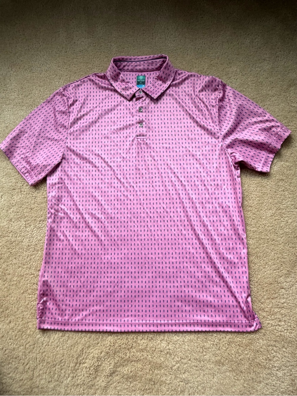 Pro Tour CoolPlay Men’s Pink Lighthouse Print Golf Polo Shirt - Size XL - EUC